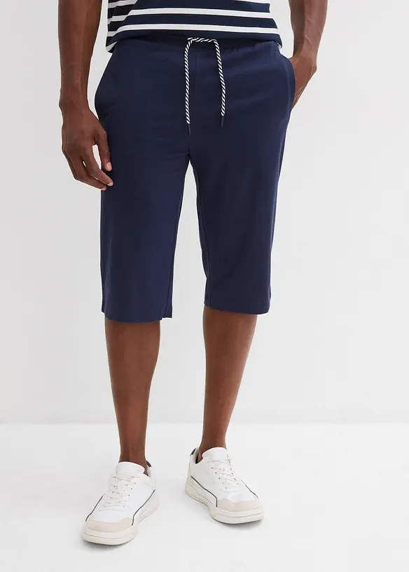 Jersey-Longshorts aus reiner Bio-Baumwolle (2er Pack) in blau von vorne - bonprix
