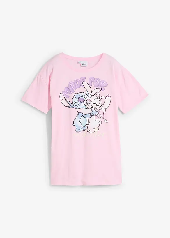 Disney Stitch Oversize-Shirt in rosa von vorne - Lilo & Stitch