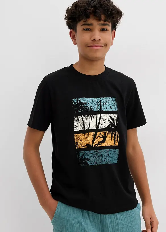 T-Shirt aus Bio Baumwolle in schwarz von vorne (im Anschnitt) - bonprix