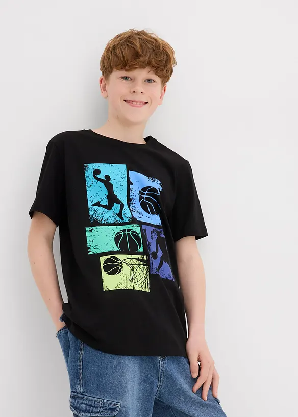 T-Shirt aus Bio Baumwolle in schwarz von vorne (im Anschnitt) - bonprix
