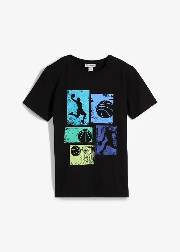 T-Shirt aus Bio Baumwolle in schwarz von vorne - bonprix