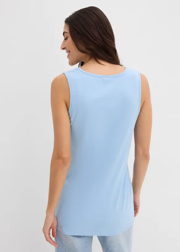 Long-Top mit Baumwolle, 2er-Pack in blau von hinten (im Anschnitt) - bonprix Long-Top mit Baumwolle, 2er-Pack in blau von hinten (im Anschnitt) - bonprix
