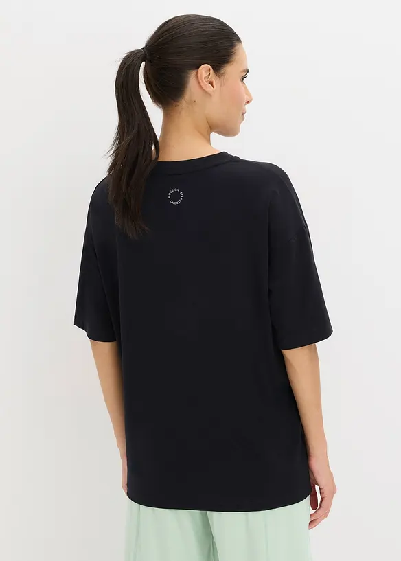 Oversized Sport-Shirt mit Baumwolle, schnelltrocknend in schwarz von hinten (im Anschnitt) - bonprix