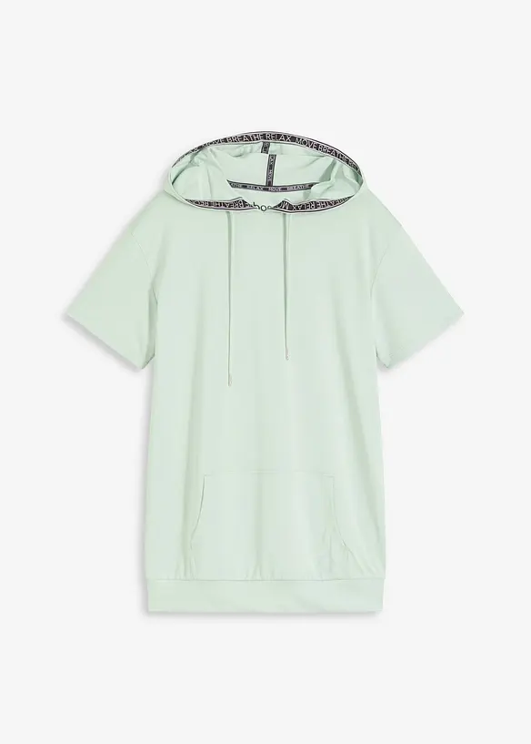 Oversized Sport-Shirt mit Kapuze, schnelltrocknend in grün von vorne - bonprix