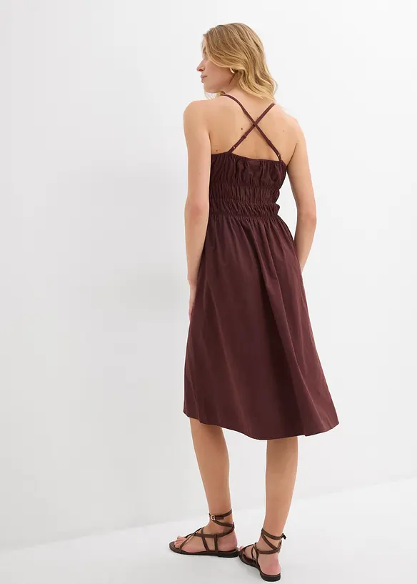 Trägerkleid aus reiner Bio-Baumwolle in braun von hinten (Totalaufnahme) - bonprix Trägerkleid aus reiner Bio-Baumwolle in braun von hinten (Totalaufnahme) - bonprix