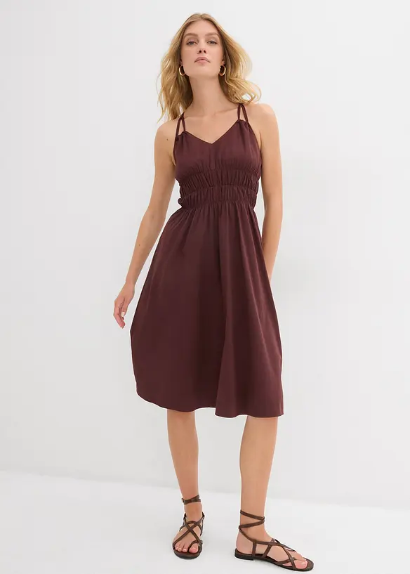 Trägerkleid aus reiner Bio-Baumwolle in braun von vorne (Totalaufnahme) - bonprix Trägerkleid aus reiner Bio-Baumwolle in braun von vorne (Totalaufnahme) - bonprix
