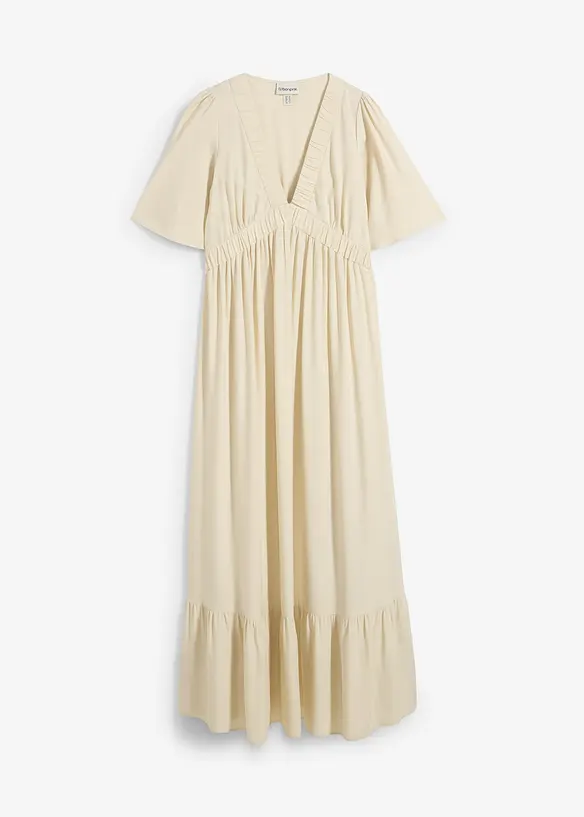 Maxikleid aus fließender Viskose in beige von vorne - bonprix Maxikleid aus fließender Viskose in beige von vorne - bonprix