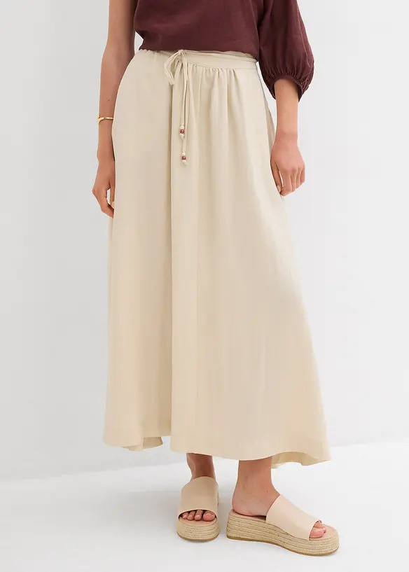 Maxirock aus fließendem Viskose-Mix in beige von vorne - bonprix Maxirock aus fließendem Viskose-Mix in beige von vorne - bonprix