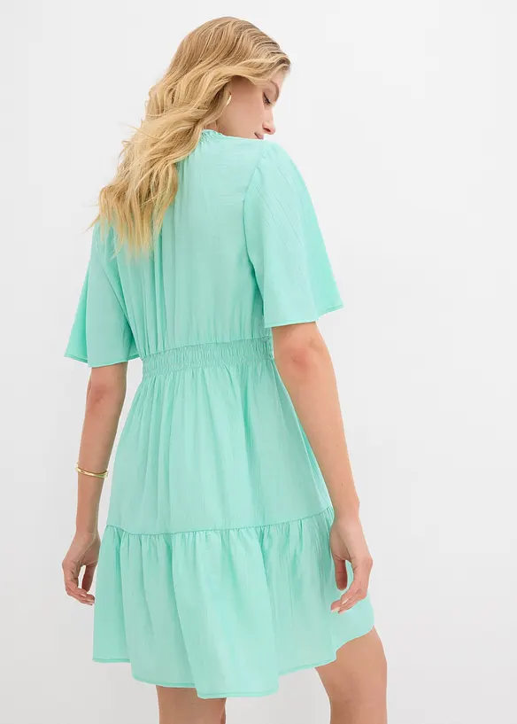 Minikleid aus fließendem Viskose-Mix in grün von hinten (Totalaufnahme) - bonprix