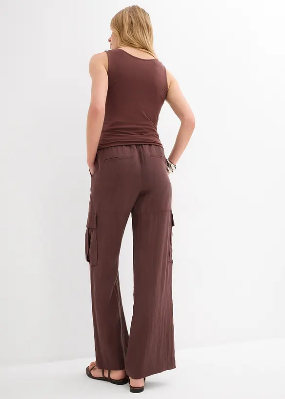 Cargohose aus fließendem Lyocell-Mix in braun von hinten - bonprix Cargohose aus fließendem Lyocell-Mix in braun von hinten - bonprix