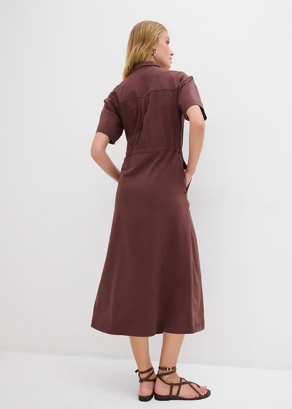 Jerseykleid aus Baumwoll-Stretch in braun von hinten (Totalaufnahme) - bonprix Jerseykleid aus Baumwoll-Stretch in braun von hinten (Totalaufnahme) - bonprix