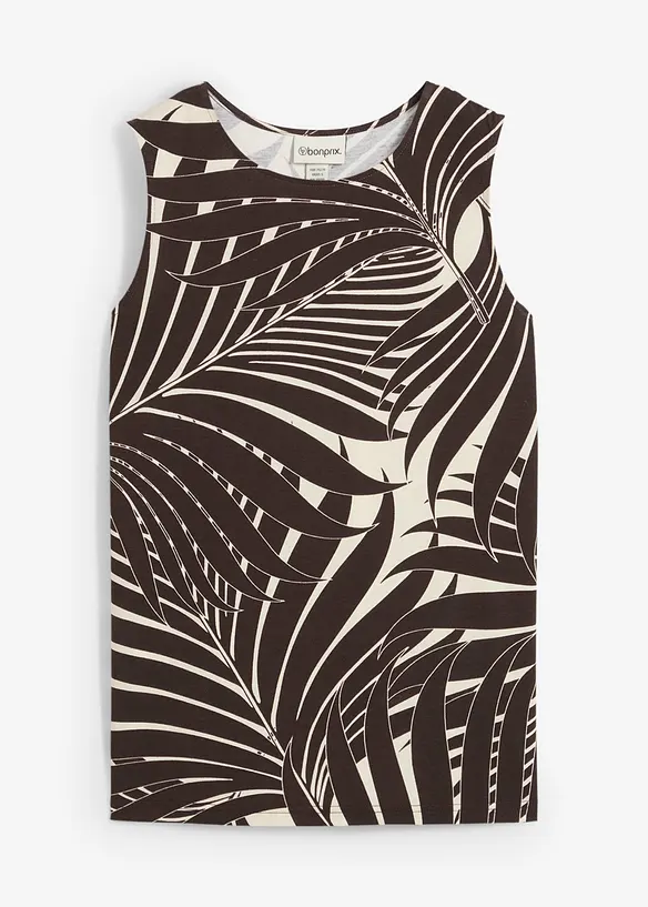 Jersey-Top aus elastischem Viskose-Mix in beige von vorne - bonprix