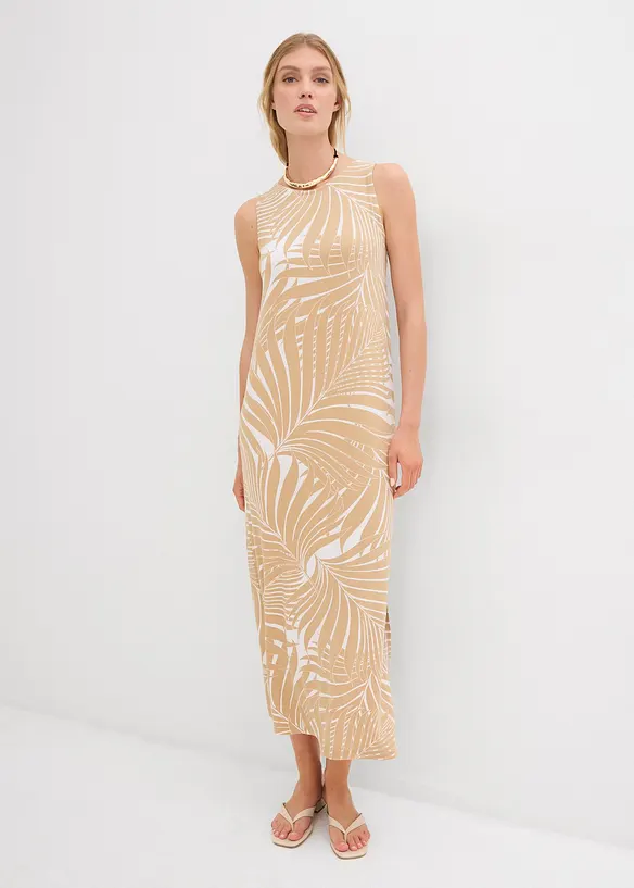 Jerseykleid aus fließendem Viskose-Mix in weiß von vorne (Totalaufnahme) - bonprix