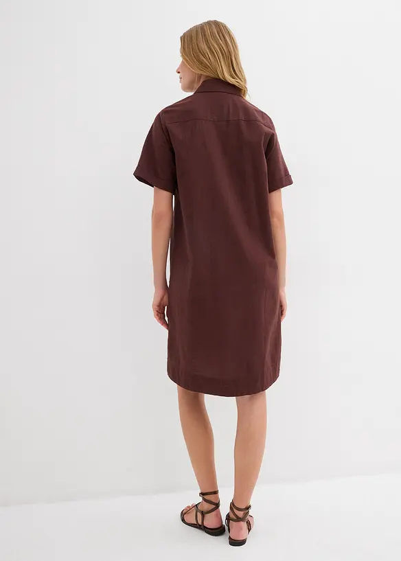 Hemdblusenkleid aus reiner Baumwolle in braun von hinten (Totalaufnahme) - bonprix Hemdblusenkleid aus reiner Baumwolle in braun von hinten (Totalaufnahme) - bonprix