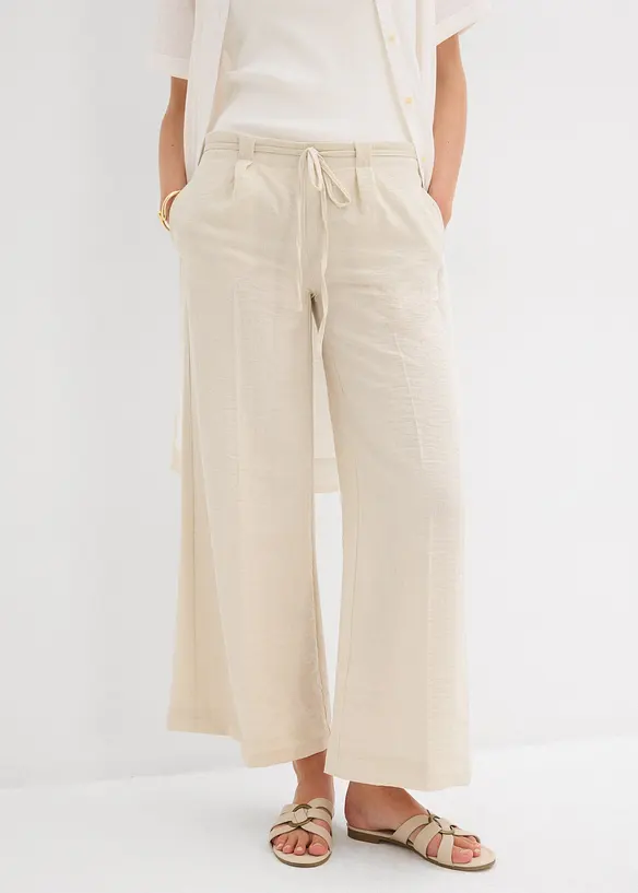 Culotte aus fließendem Viskose-Mix in beige von vorne - bonprix Culotte aus fließendem Viskose-Mix in beige von vorne - bonprix