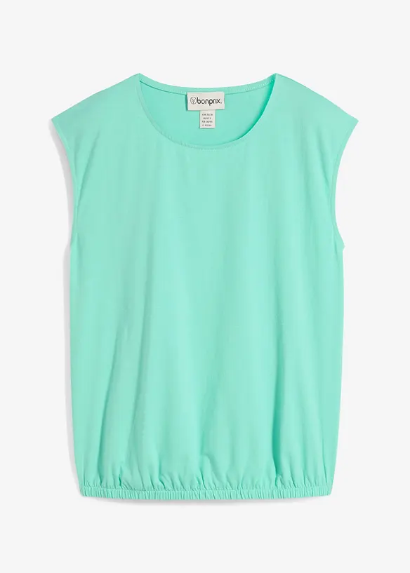 Shirt mit elastischem Bündchen in grün von vorne - bonprix