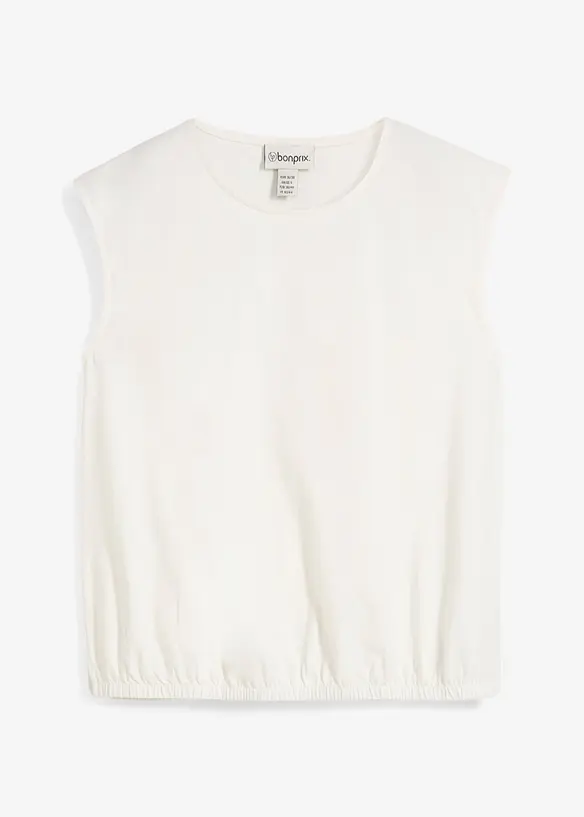 Shirt mit elastischem Bündchen in weiß von vorne - bonprix