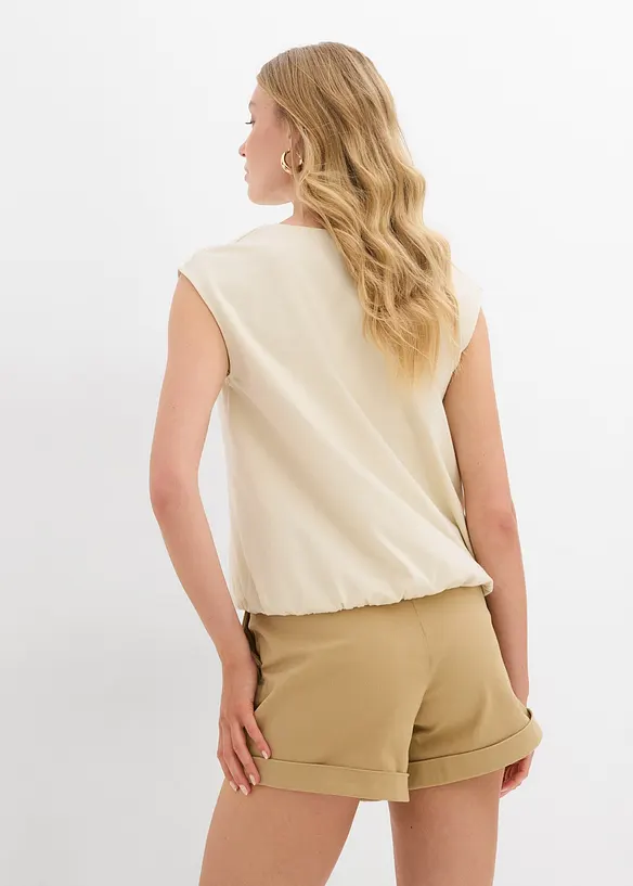 Shirt mit elastischem Bündchen in beige von hinten (im Anschnitt) - bonprix