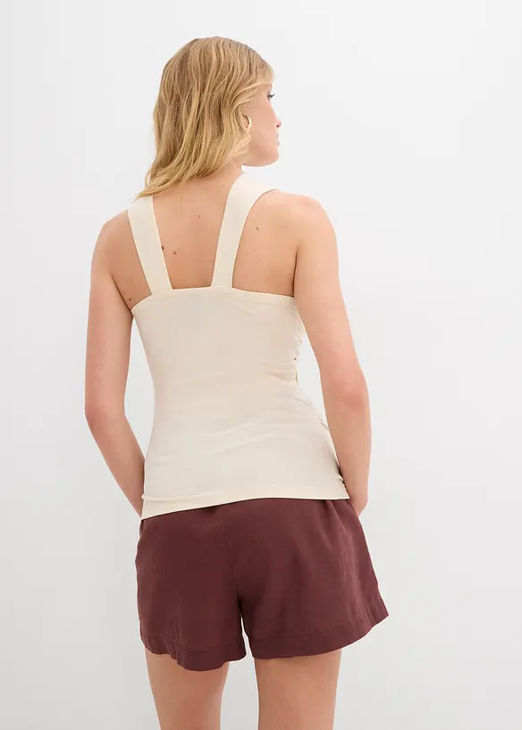 Neckholder-Top mit gehämmerter Deko-Schnalle in beige von hinten (im Anschnitt) - bonprix