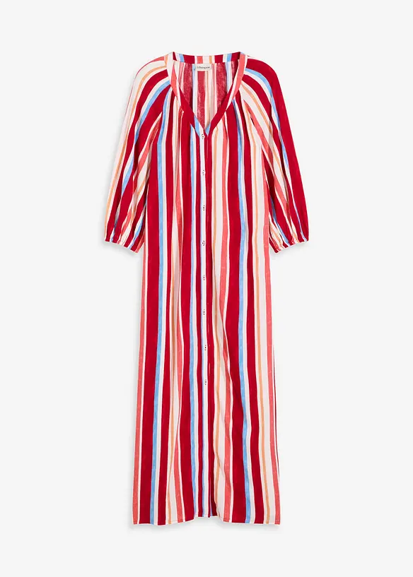 gestreiftes Kaftan-Kleid aus strukturierter Viskose in rot von vorne - bonprix gestreiftes Kaftan-Kleid aus strukturierter Viskose in rot von vorne - bonprix