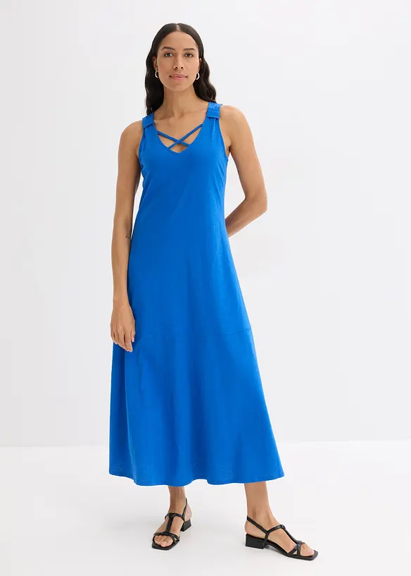 Trägerkleid aus reiner Bio-Baumwolle in blau von vorne (Totalaufnahme) - bonprix Trägerkleid aus reiner Bio-Baumwolle in blau von vorne (Totalaufnahme) - bonprix