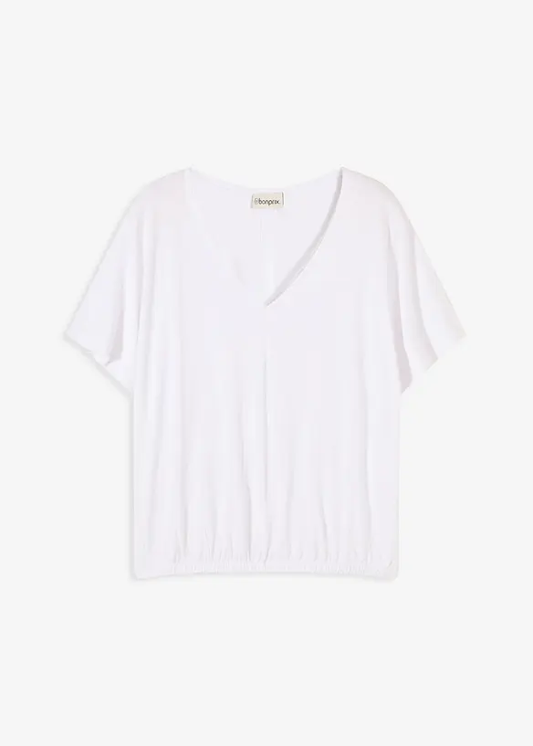 Oversize-Shirt aus softem Viskose-Mix in weiß von vorne - bonprix