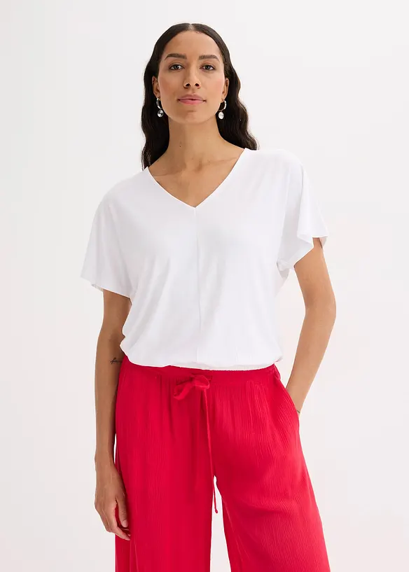 Oversize-Shirt aus softem Viskose-Mix in weiß von vorne (im Anschnitt) - bonprix