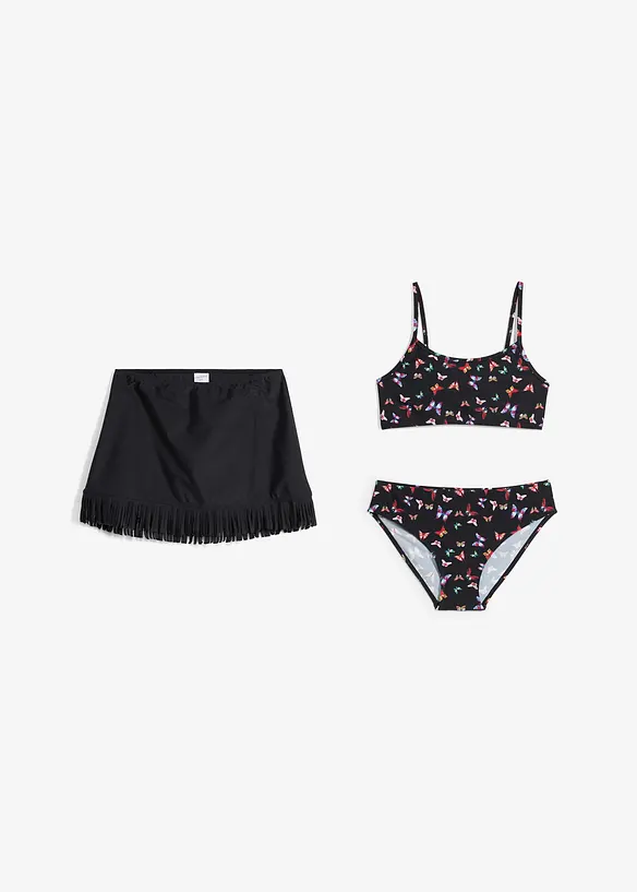 Bikini und Rock (3-tlg.Set) in schwarz - bonprix