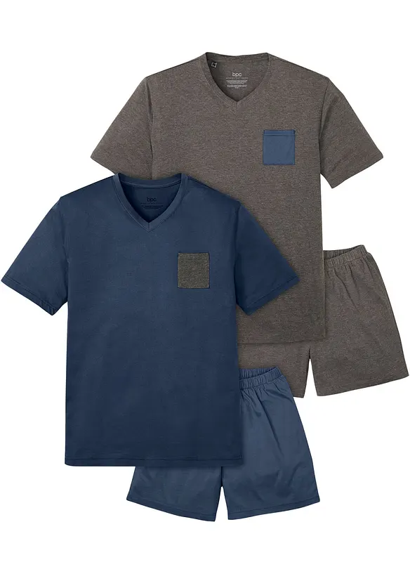 Shorty mit Baumwolle (4-tlg.Set) in grau von vorne - bonprix