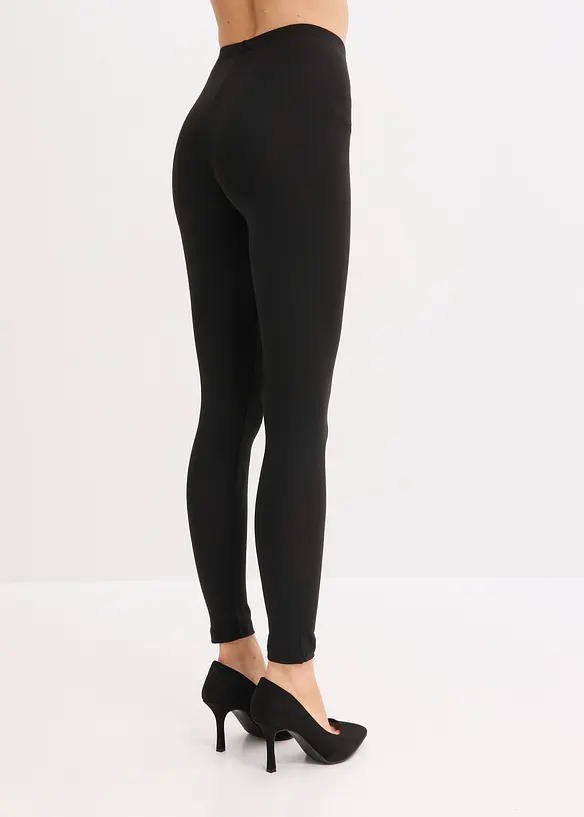 Strumpfleggings aus weichem Material in schwarz von hinten - bonprix