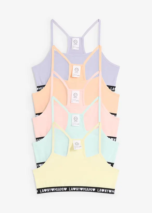 Bustier mit weicher Bio-Baumwolle (5er Pack) in gelb von vorne - bonprix
