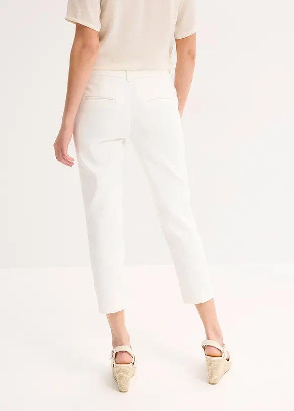 7/8-Hose aus Baumwoll-Stretch in weiß von hinten - bonprix