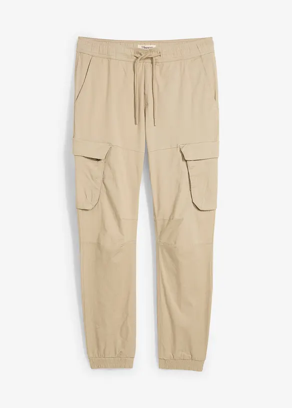 Regular-Fit Schlupf-Cargohose, Straight in beige von vorne - bonprix