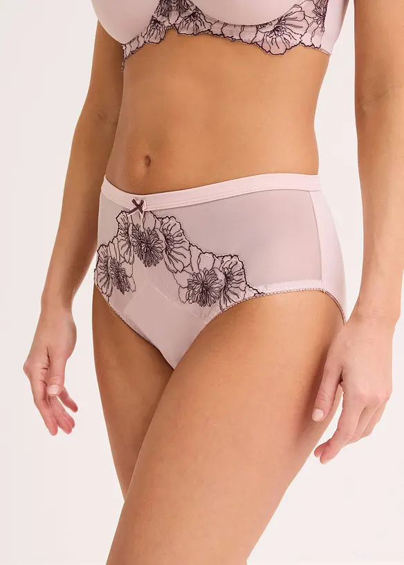 Maxislip mit zarter Stickerei in lila von vorne - bonprix