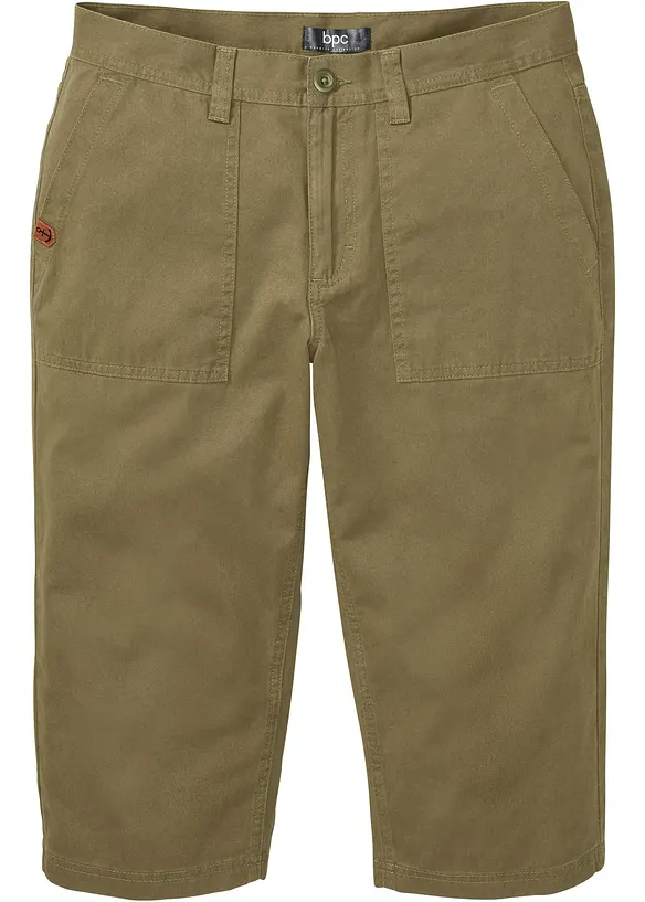 Long-Bermuda aus reiner Baumwolle in Regular Fit in grün von vorne - bonprix