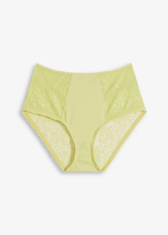 Highwaist Slip mit zarter Spitze in grün von vorne - bonprix