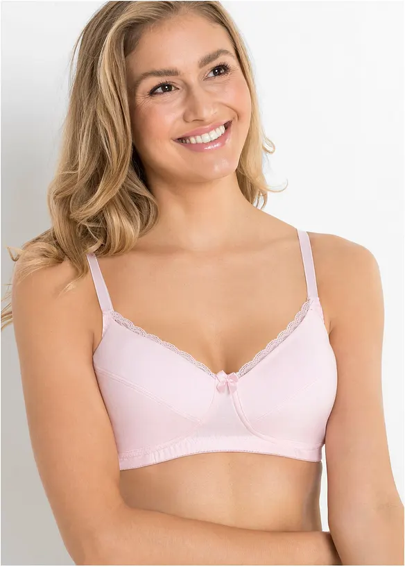 BH ohne Bügel mit Baumwolle (3er Pack) in rosa von vorne (im Anschnitt) - bonprix
