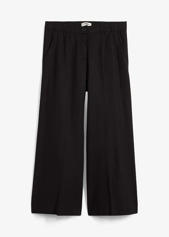 Culotte mit elastischem Bund aus Viskose-Mix in schwarz von vorne - bonprix Culotte mit elastischem Bund aus Viskose-Mix in schwarz von vorne - bonprix