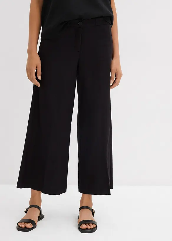 Culotte mit elastischem Bund aus Viskose-Mix in schwarz von vorne - bonprix Culotte mit elastischem Bund aus Viskose-Mix in schwarz von vorne - bonprix