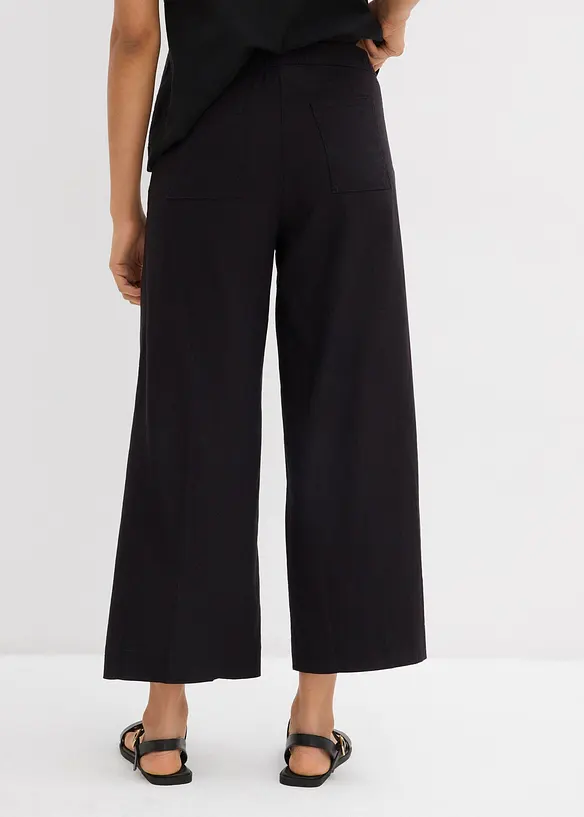 Culotte mit elastischem Bund aus Viskose-Mix in schwarz von hinten - bonprix Culotte mit elastischem Bund aus Viskose-Mix in schwarz von hinten - bonprix