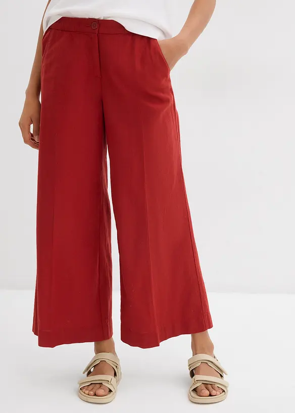 Culotte mit elastischem Bund aus Viskose-Mix in rot von vorne - bonprix Culotte mit elastischem Bund aus Viskose-Mix in rot von vorne - bonprix