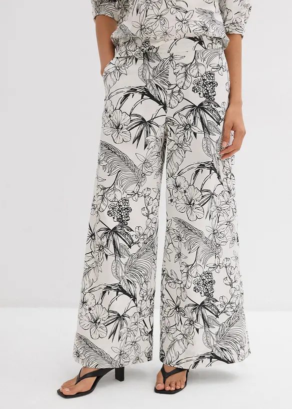 Marlenehose aus reiner Baumwolle in weiß von vorne - bonprix