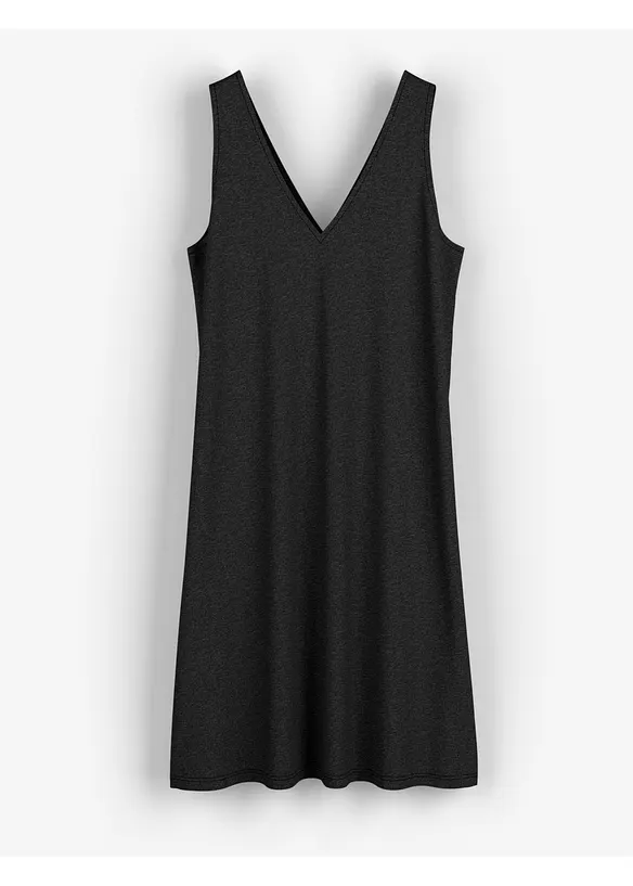 Fließendes Trägerkleid mit V-Ausschnitt in schwarz von vorne - bonprix Fließendes Trägerkleid mit V-Ausschnitt in schwarz von vorne - bonprix