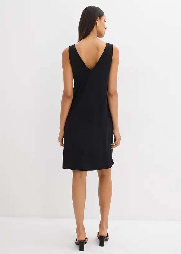 Fließendes Trägerkleid mit V-Ausschnitt in schwarz von hinten (Totalaufnahme) - bonprix Fließendes Trägerkleid mit V-Ausschnitt in schwarz von hinten (Totalaufnahme) - bonprix