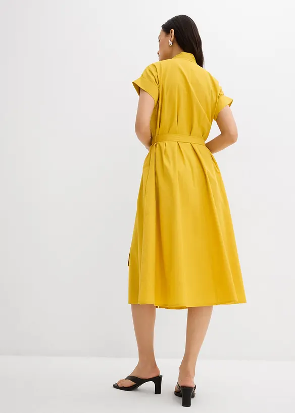 Ausgestelltes Kaftan-Kleid in gelb von hinten (Totalaufnahme) - bonprix
