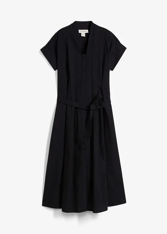 Ausgestelltes Kaftan-Kleid in schwarz von vorne - bonprix
