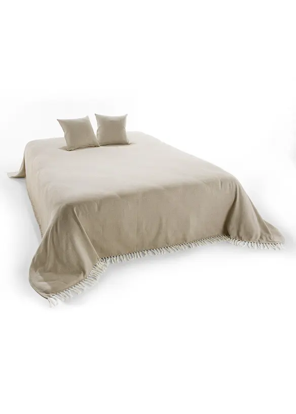 Überwurf mit Fransen in beige - bonprix
