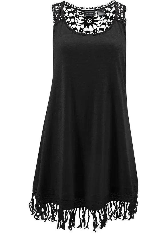 Strandkleid aus feiner Viskose in schwarz von vorne - bonprix