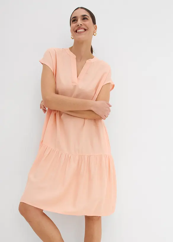 Tunika-Kleid aus feiner Viskose in orange von vorne (Totalaufnahme) - bonprix