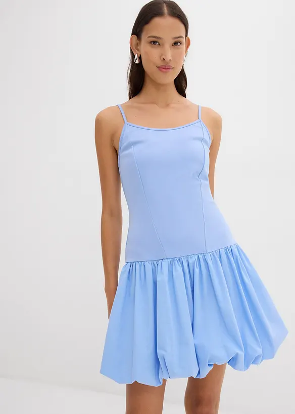 Minikleid mit Ballonrock in blau von vorne (Totalaufnahme) - bonprix